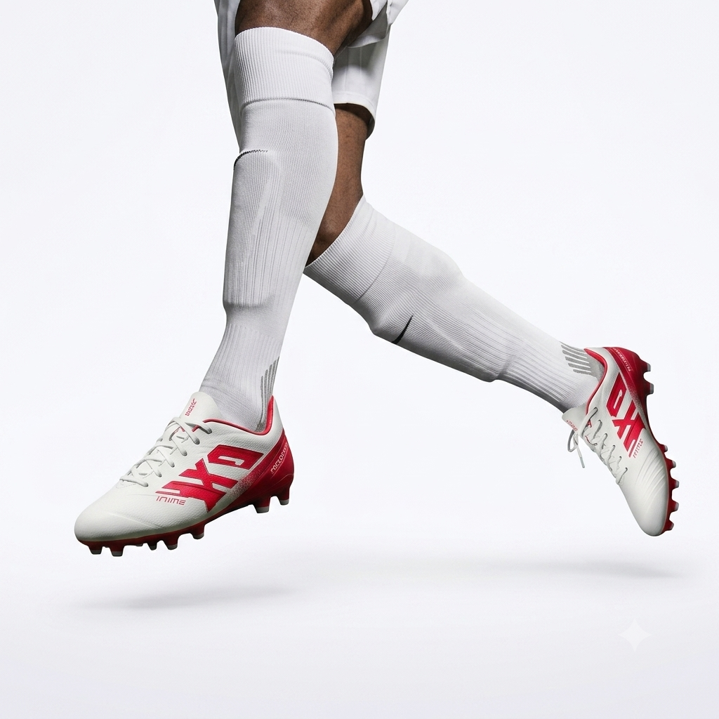 Nexo Ignite Firm Ground Football Boots - Elite Striker Edition (White/Crimson) - Image 3